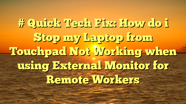 # Quick Tech Fix: How do i Stop my Laptop from Touchpad Not Working when using External Monitor for Remote Workers
